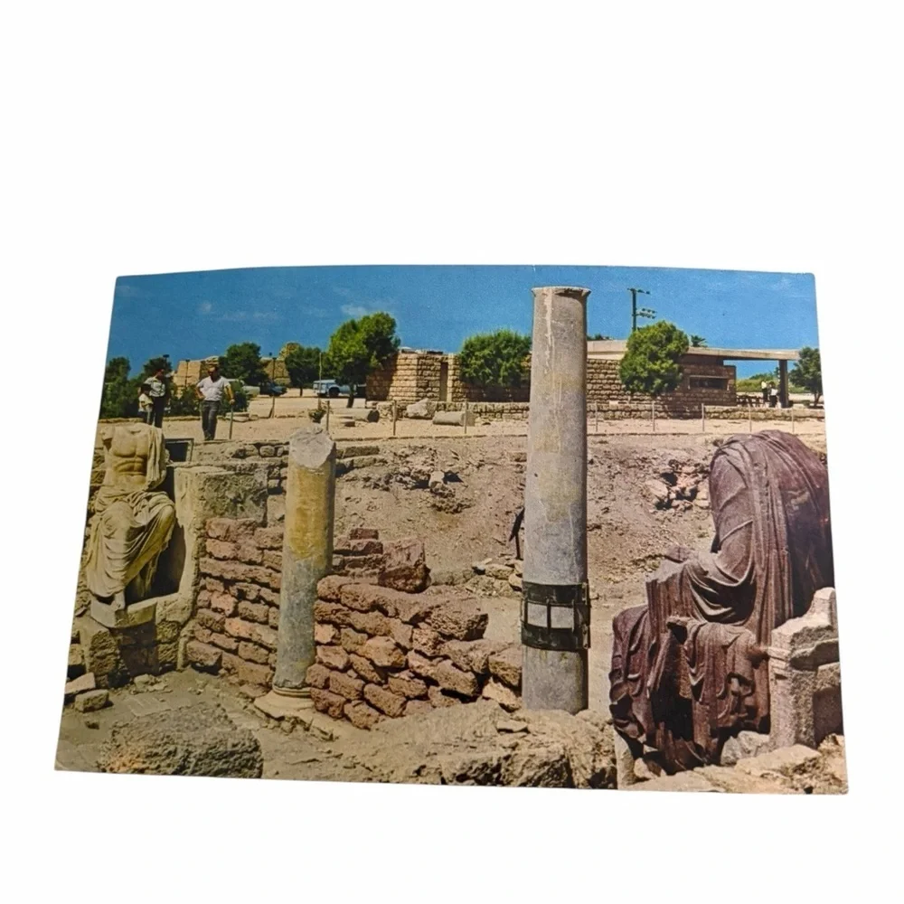 Ancient Ruins Postcard – Classical Statues & Archaeological Site – Travel